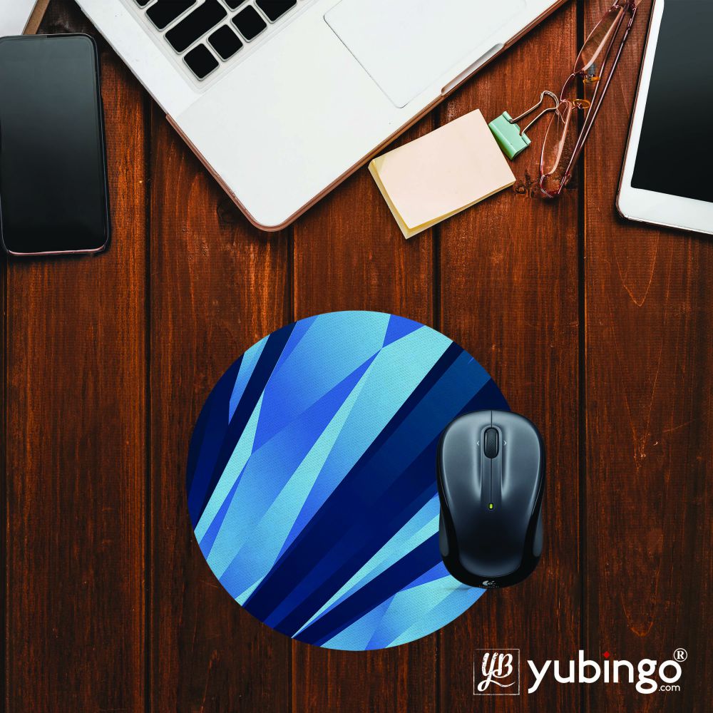 Blue Pattern Mouse Pad (Round)-Image2