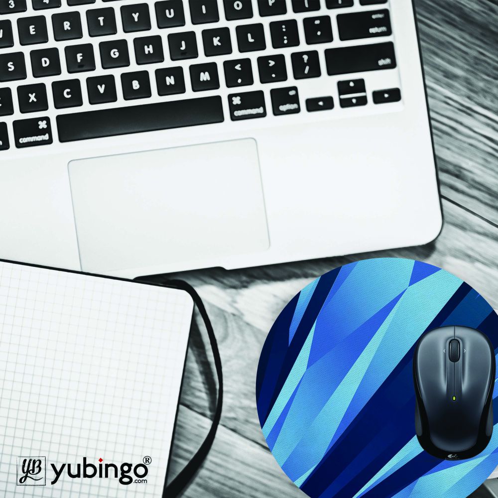 Blue Pattern Mouse Pad (Round)-Image4