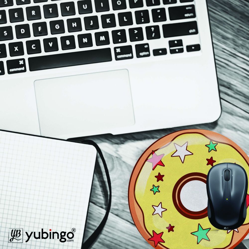 Brown Doughnut Mouse Pad (Round)-Image4