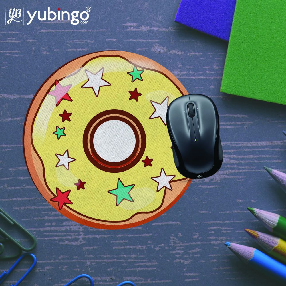 Brown Doughnut Mouse Pad (Round)-Image5