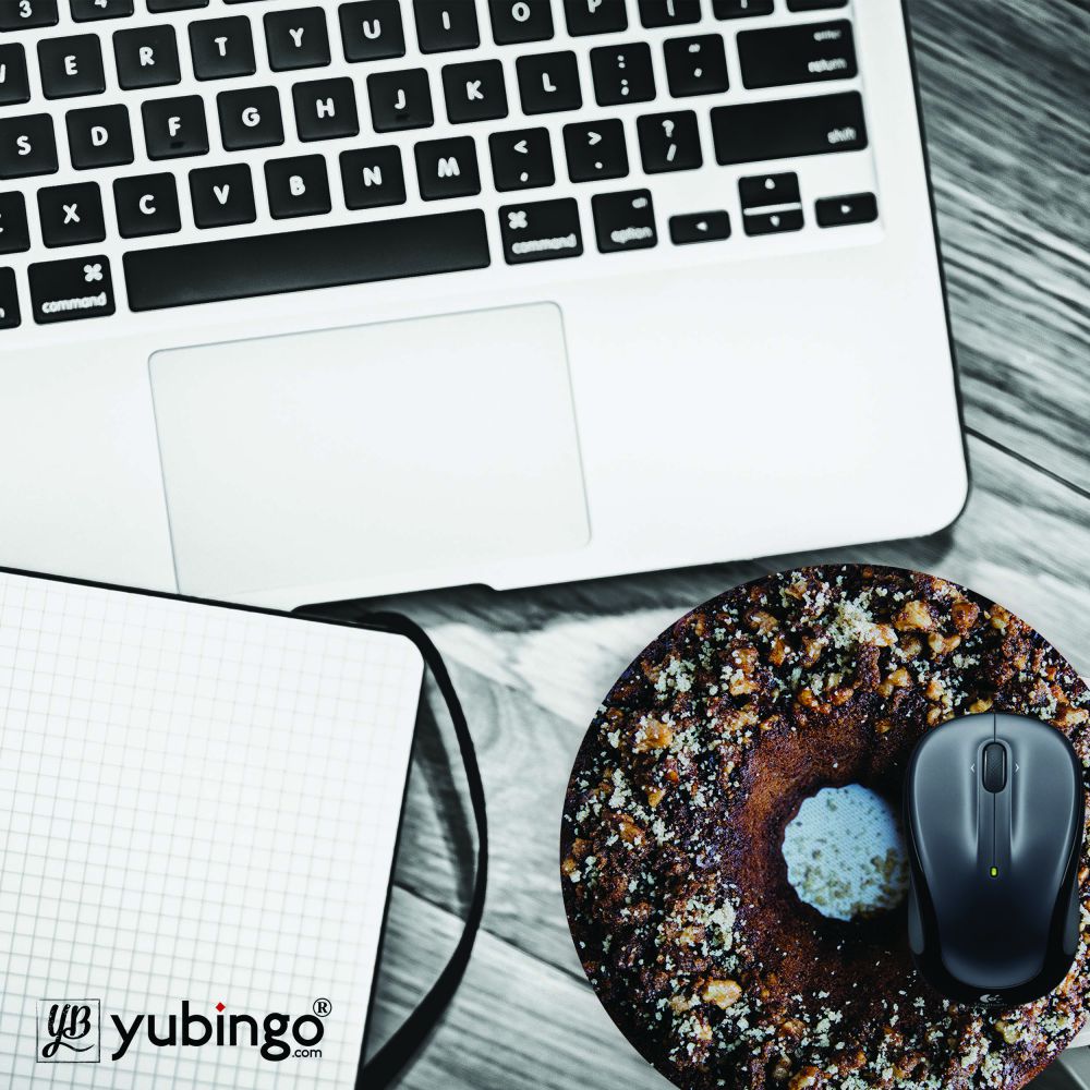 Chocolate Doughnut Mouse Pad (Round)-Image4