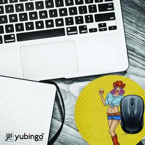 City Girl Mouse Pad (Round)-Image4