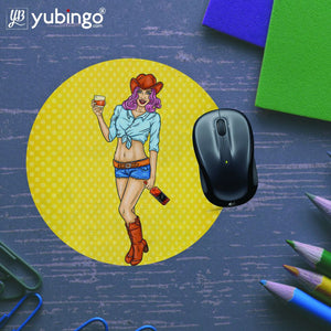 City Girl Mouse Pad (Round)-Image5