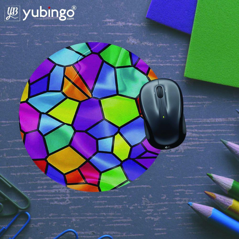 Colourful Mosaic Mouse Pad (Round)-Image5