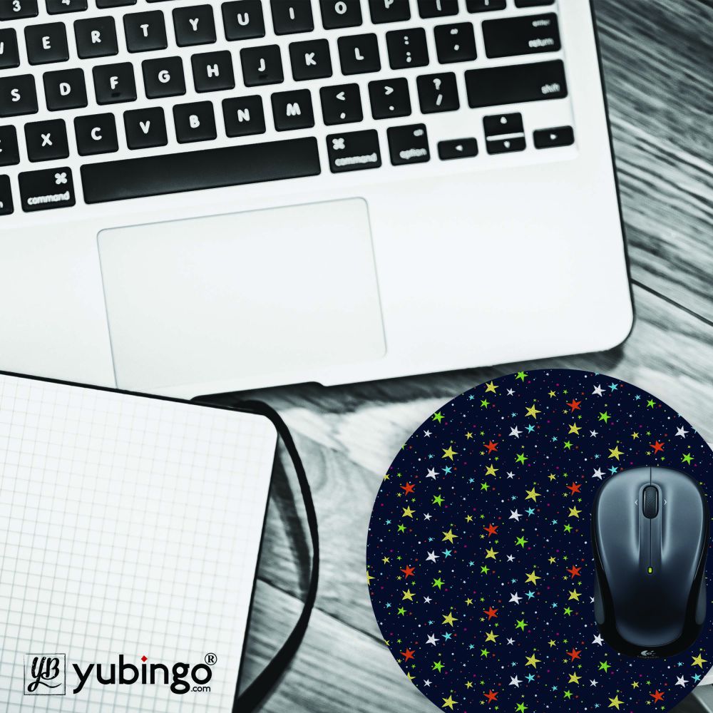 Colourful Stars Mouse Pad (Round)-Image4