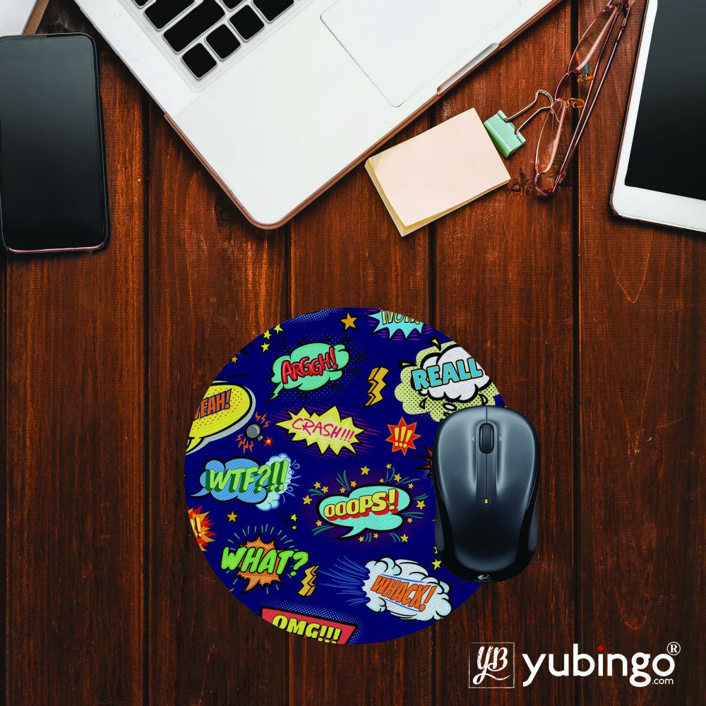 Comic Pattern Mouse Pad (Round)-Image2