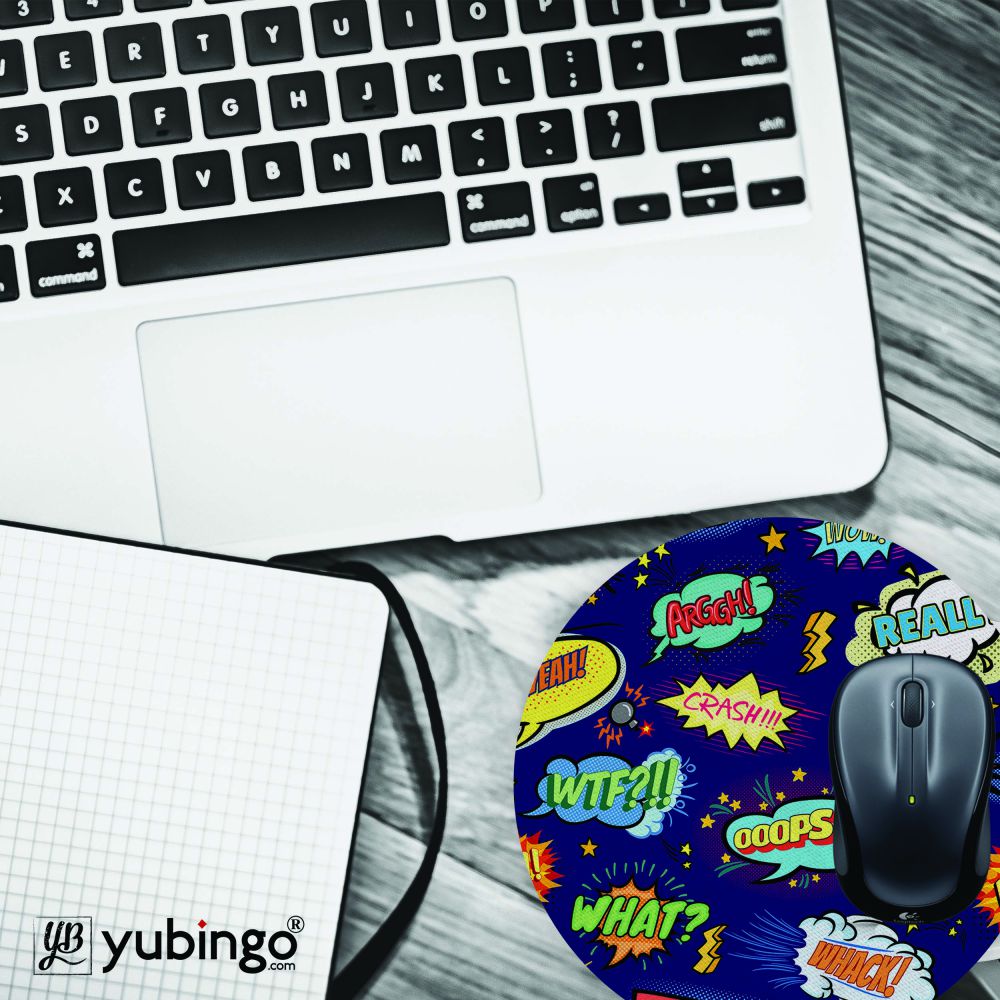 Comic Pattern Mouse Pad (Round)-Image4