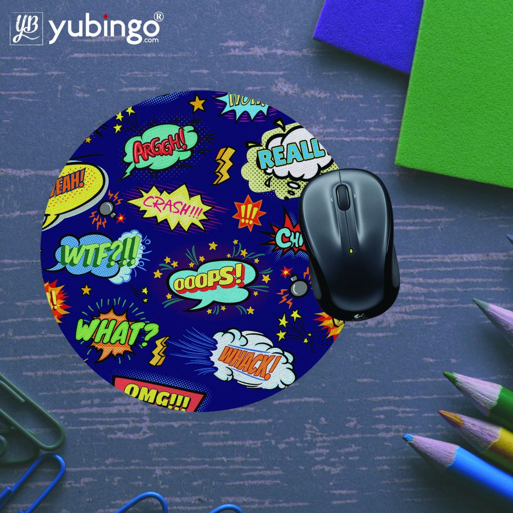 Comic Pattern Mouse Pad (Round)-Image5