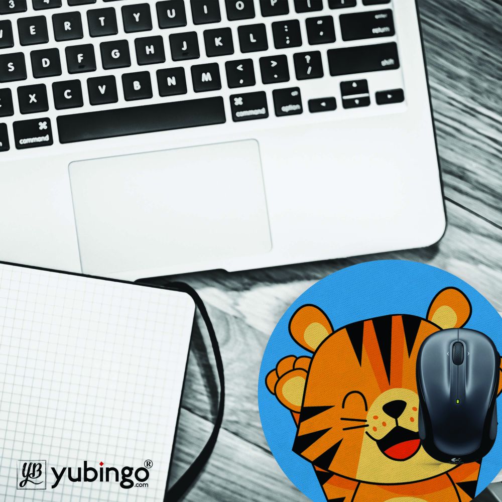 Comic Tiger Cub Mouse Pad (Round)-Image4