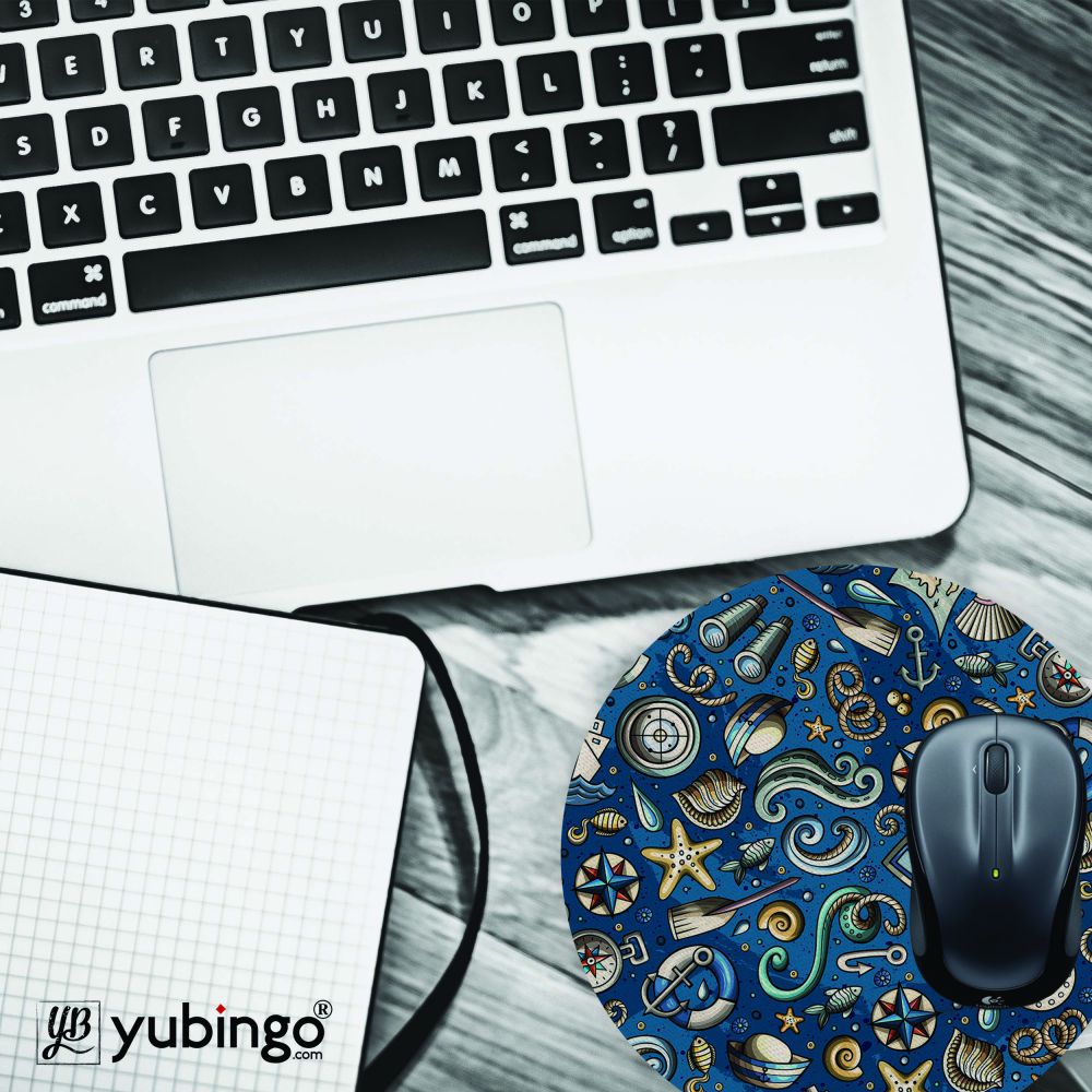 Cool Blue Mouse Pad (Round)-Image4