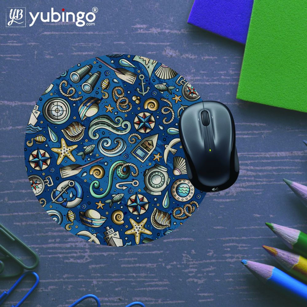 Cool Blue Mouse Pad (Round)-Image5