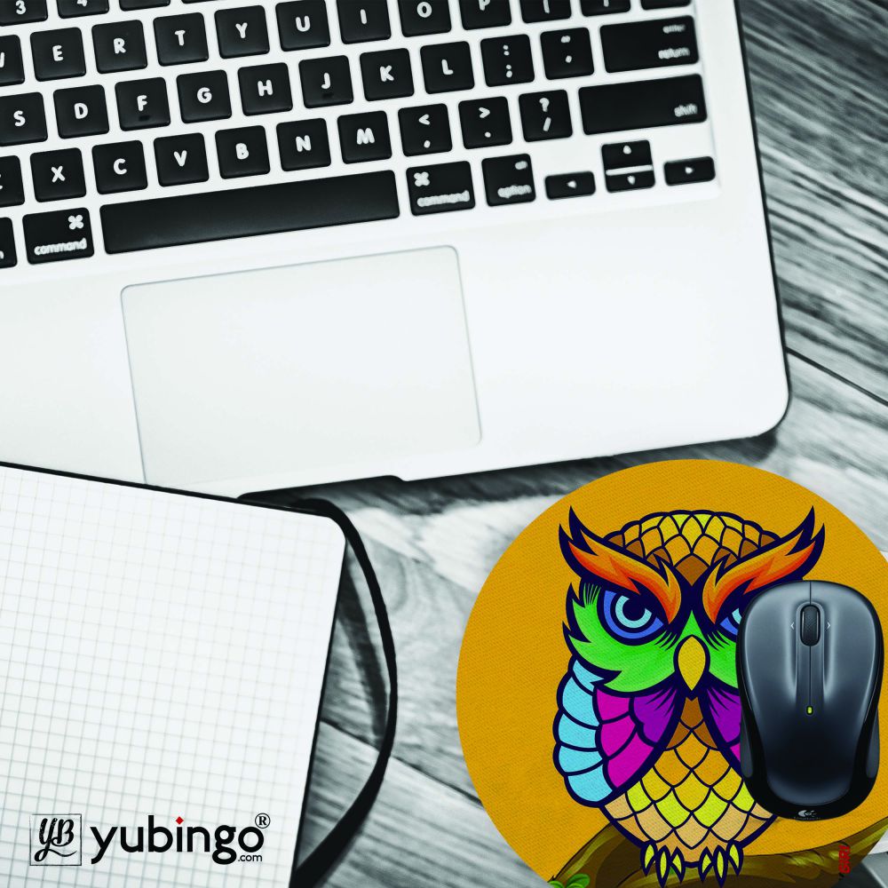 Cool Owl Mouse Pad (Round)-Image4