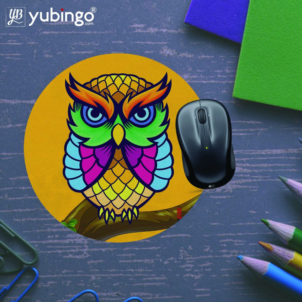 Cool Owl Mouse Pad (Round)-Image5