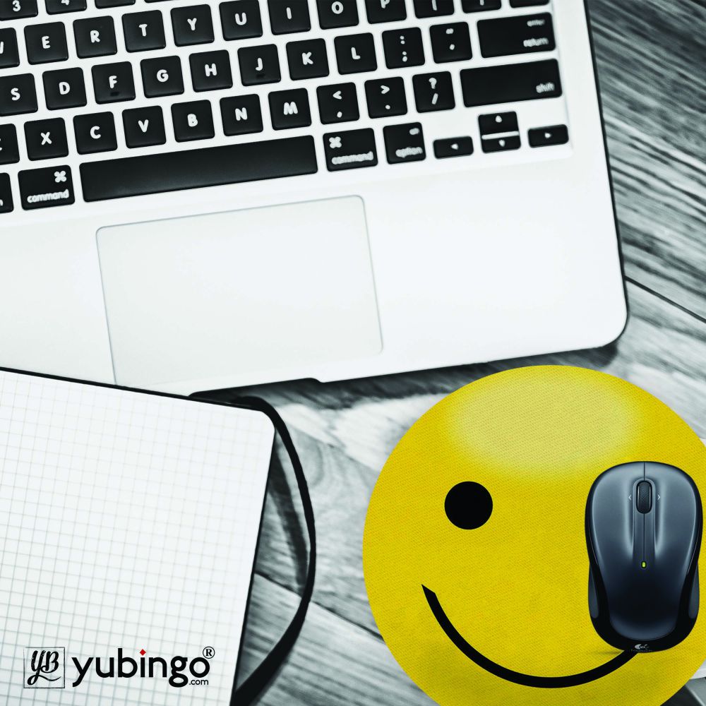 Cool Smiley Mouse Pad (Round)-Image4