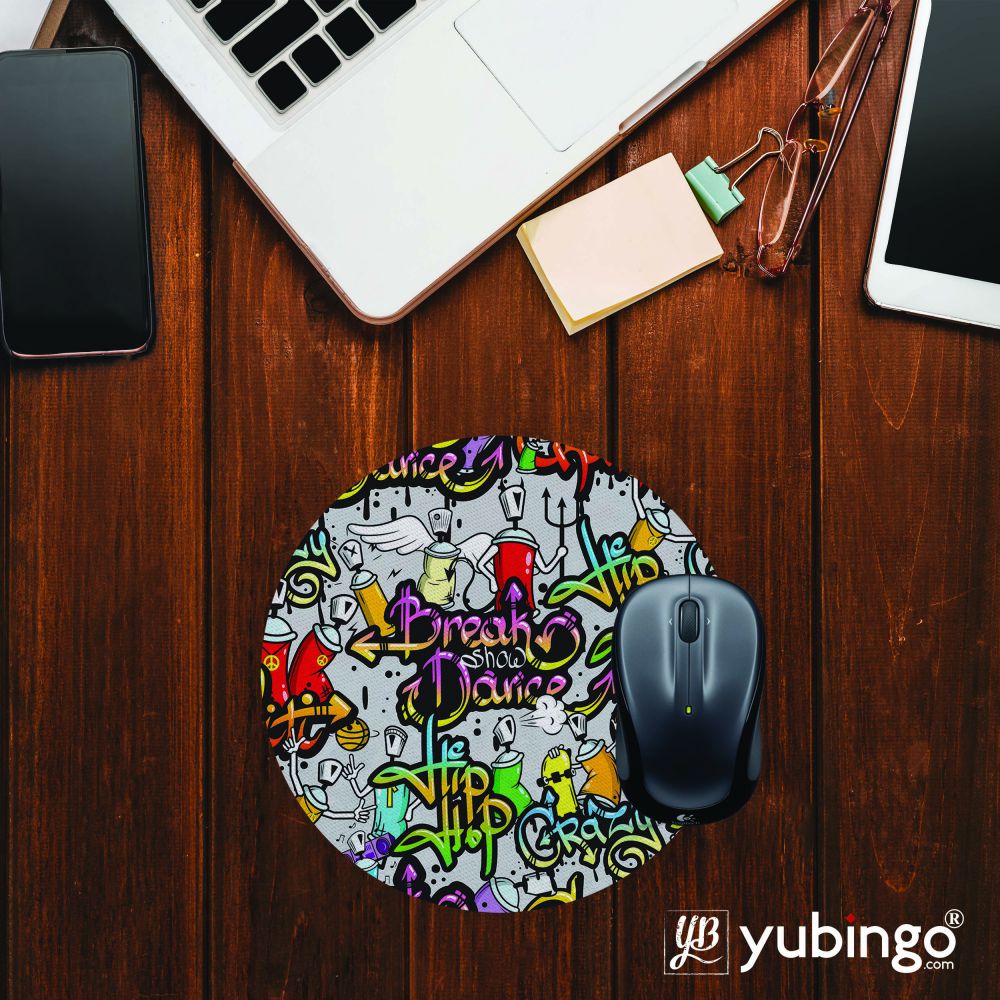 Crazy Graffiti Mouse Pad (Round)-Image2