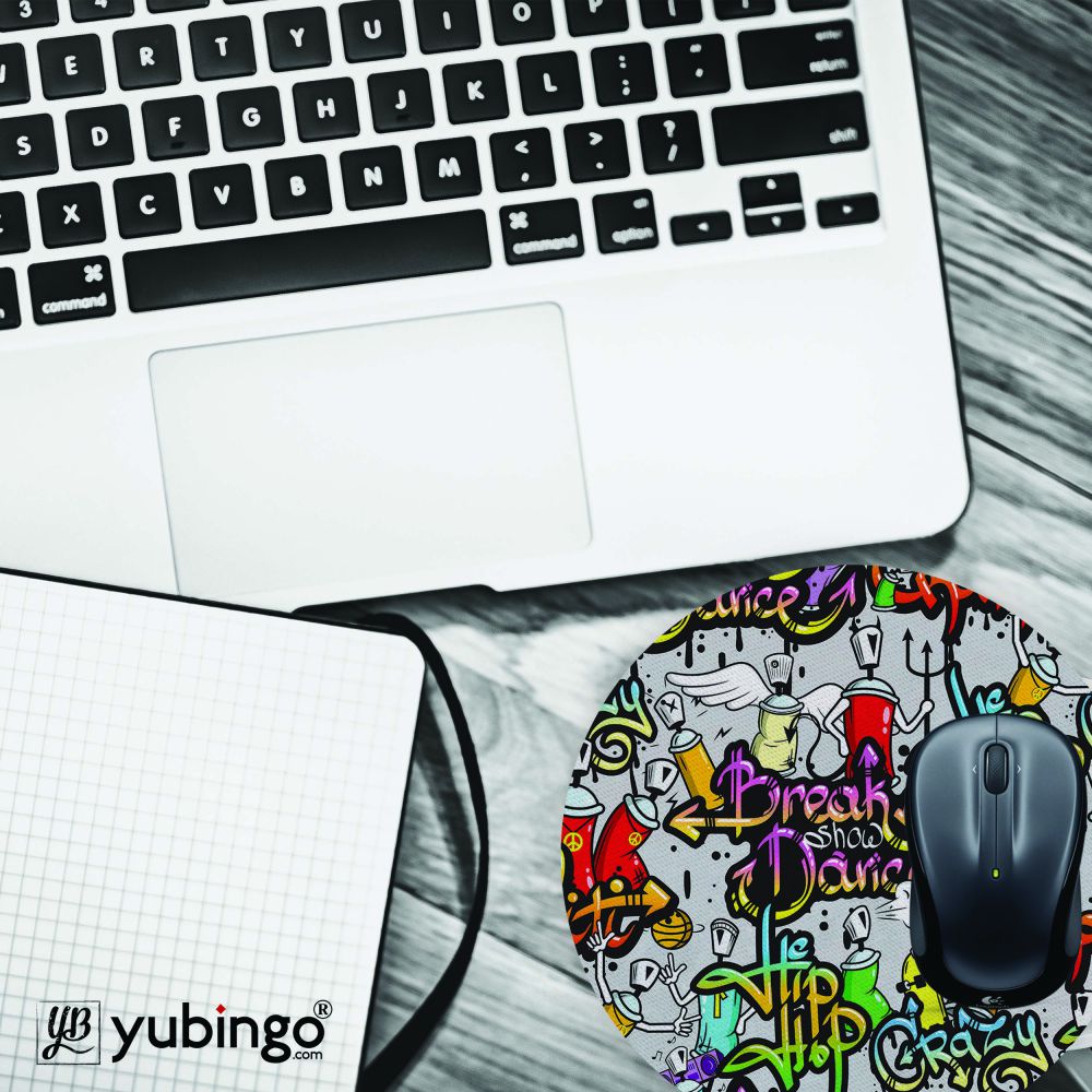Crazy Graffiti Mouse Pad (Round)-Image4