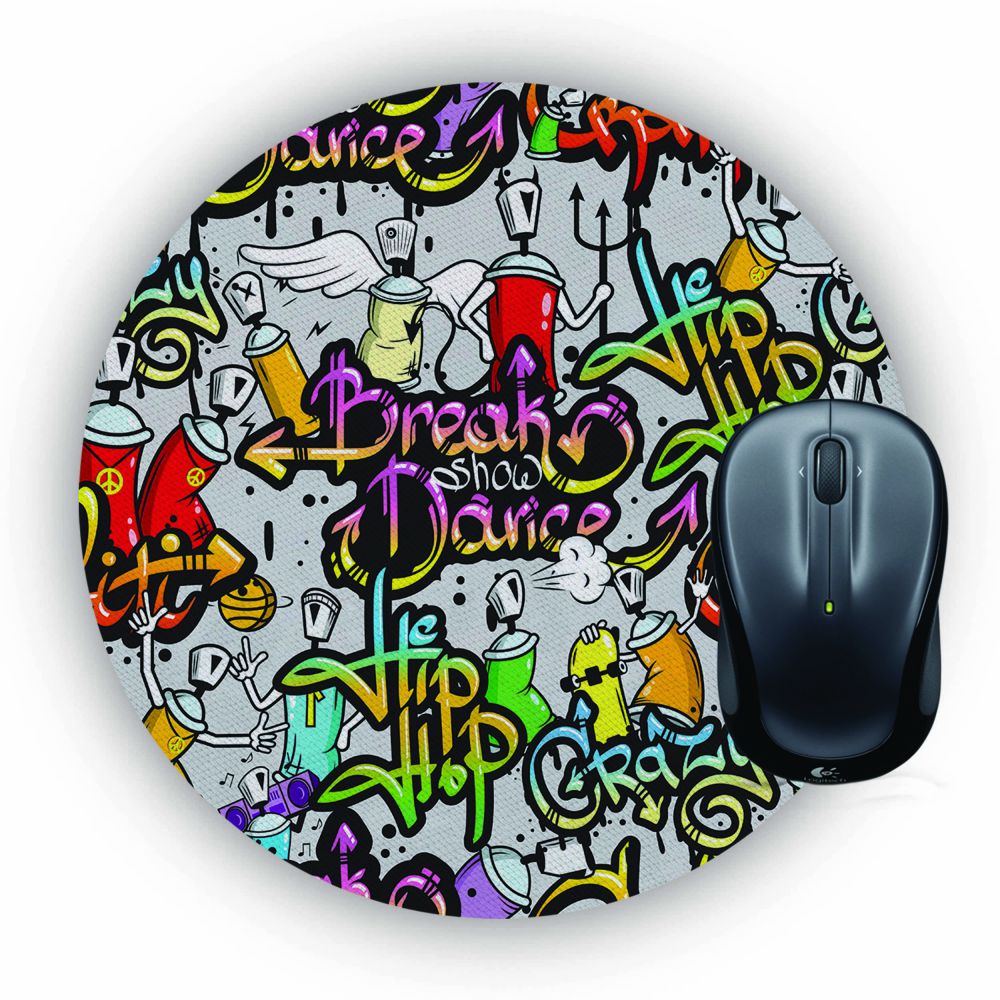 Crazy Graffiti Mouse Pad (Round)