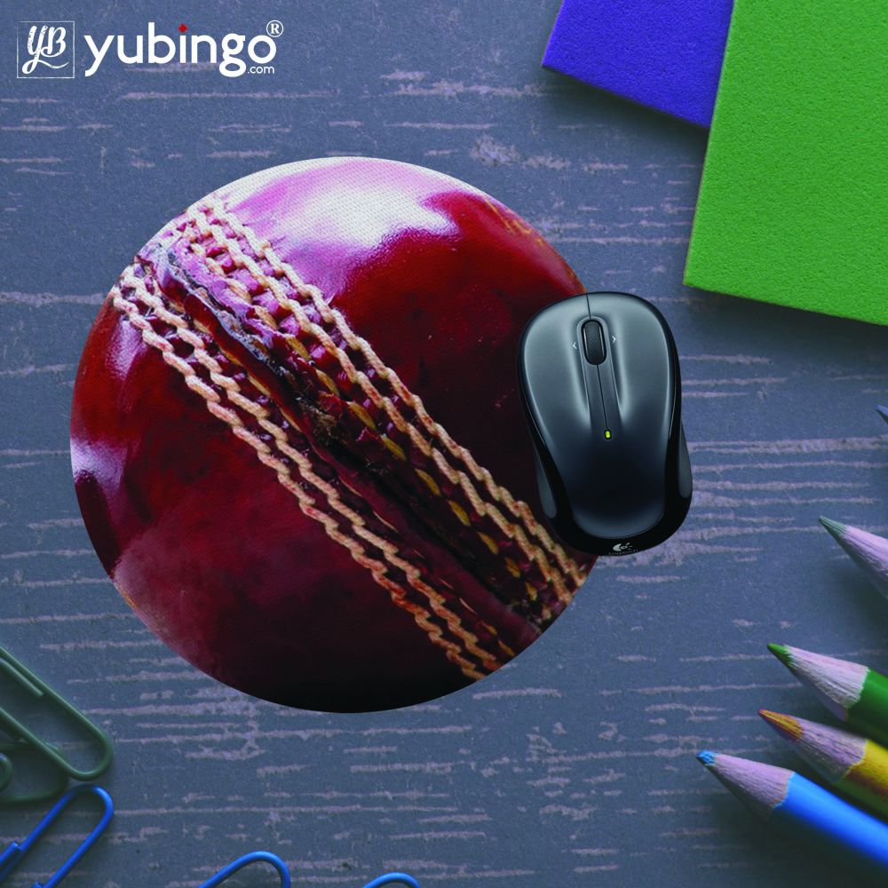 Cricket Ball Mouse Pad (Round)-Image5