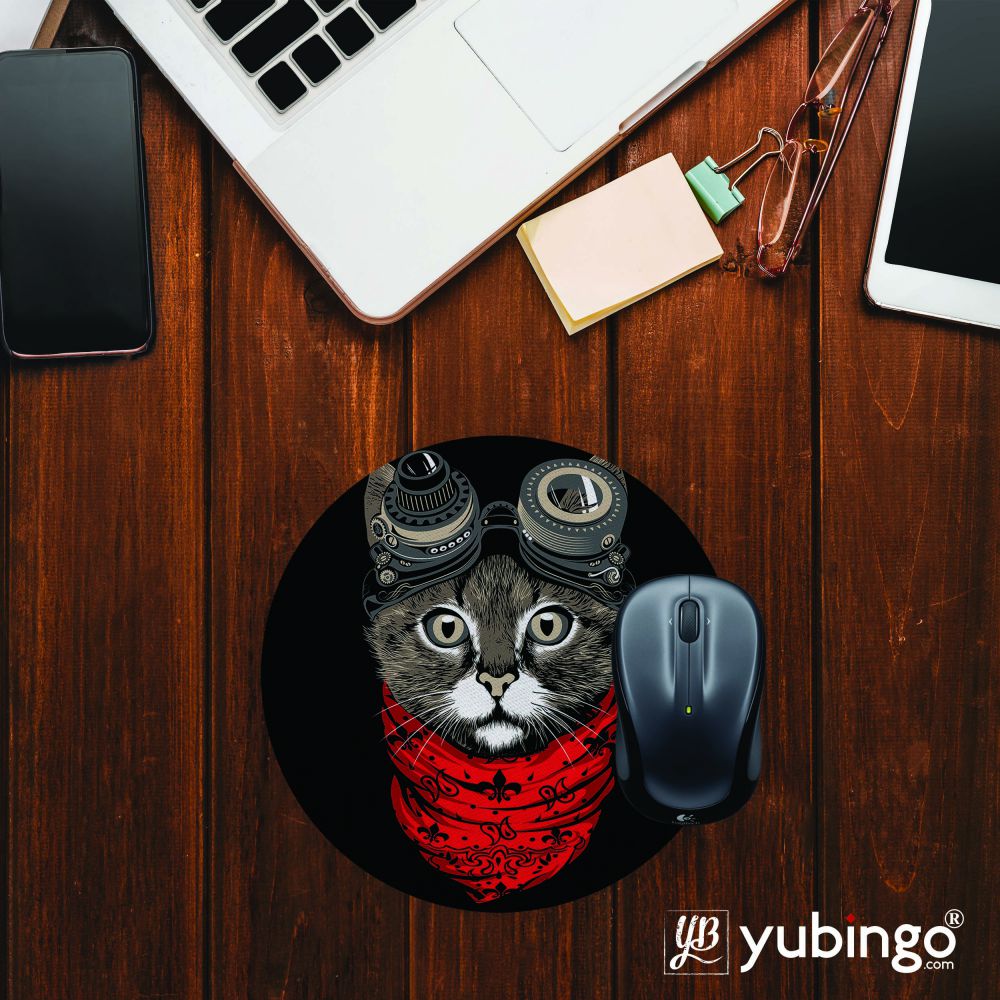 Cute Cat Mouse Pad (Round)-Image2