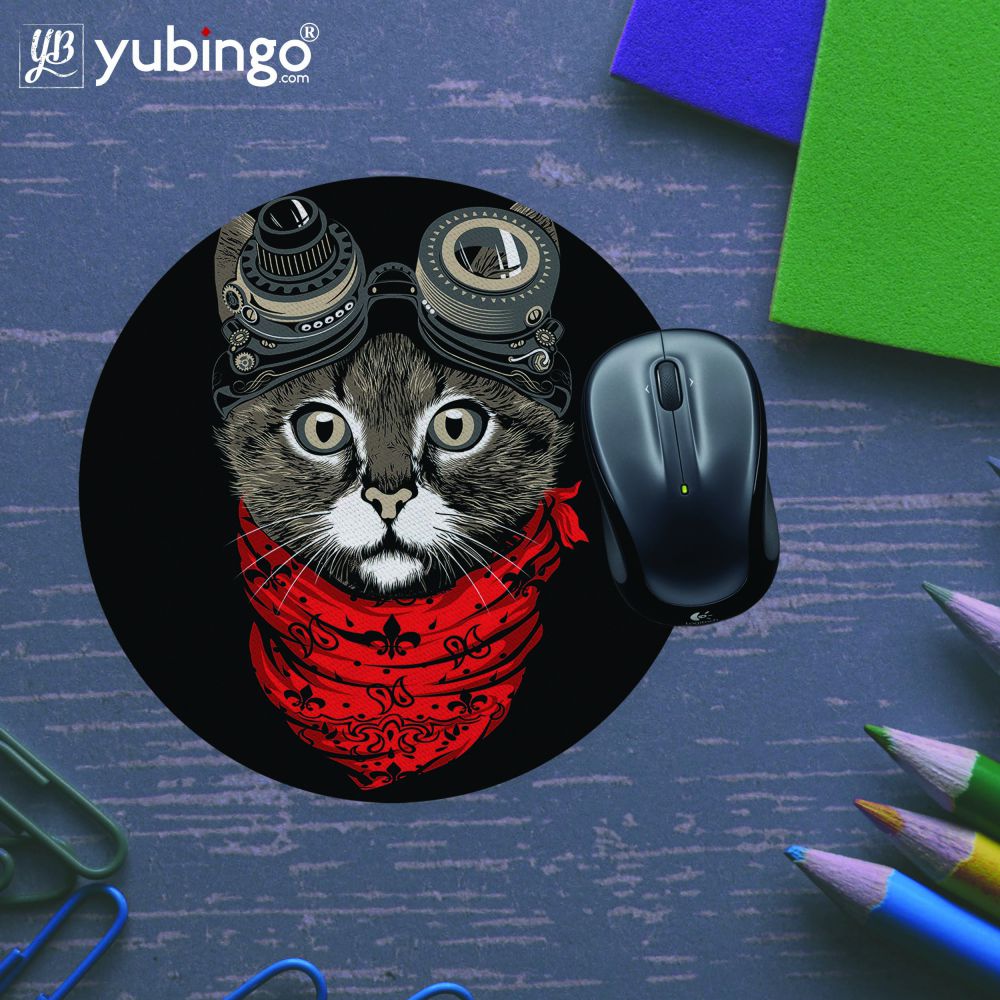 Cute Cat Mouse Pad (Round)-Image5