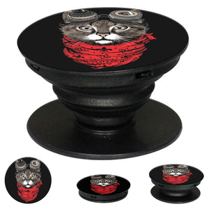 Cute Cat Mobile Grip Stand (Black)-Image2