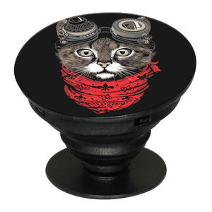 Cute Cat Mobile Grip Stand (Black)