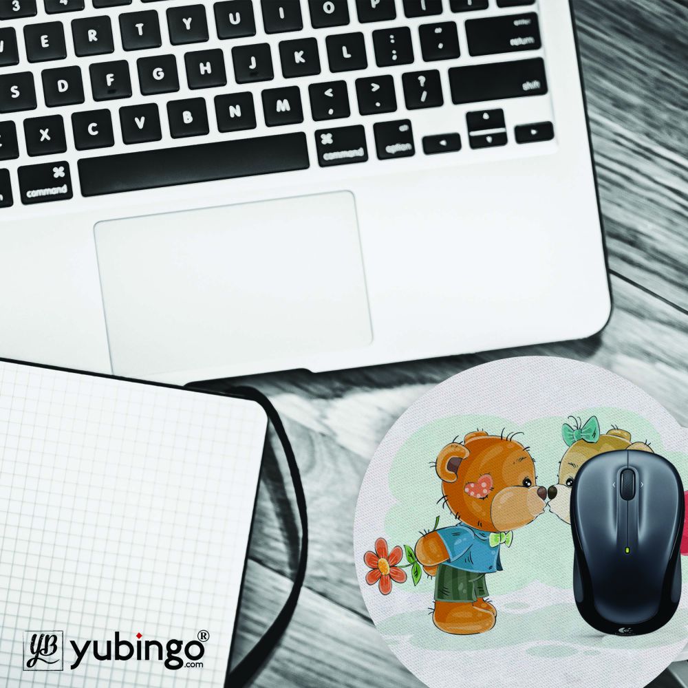Cute Couple Mouse Pad (Round)-Image4