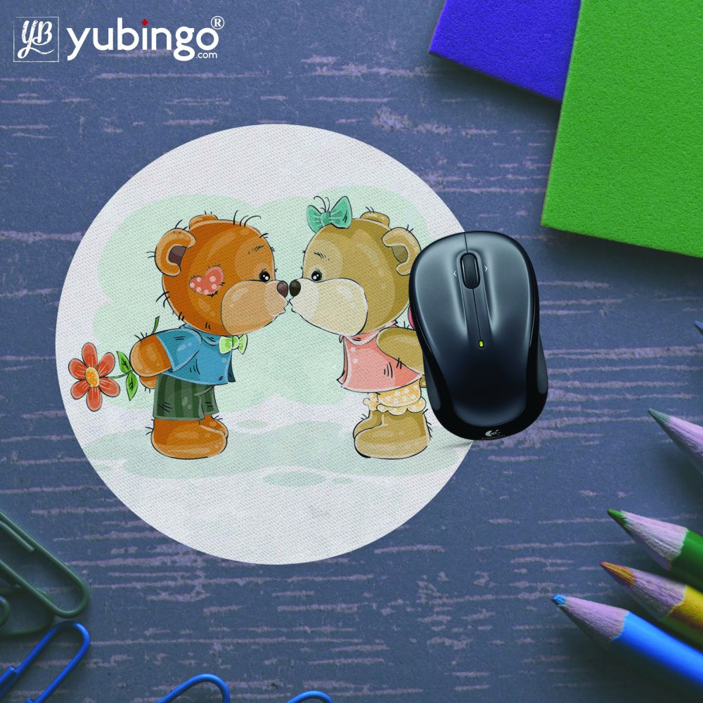 Cute Couple Mouse Pad (Round)-Image5