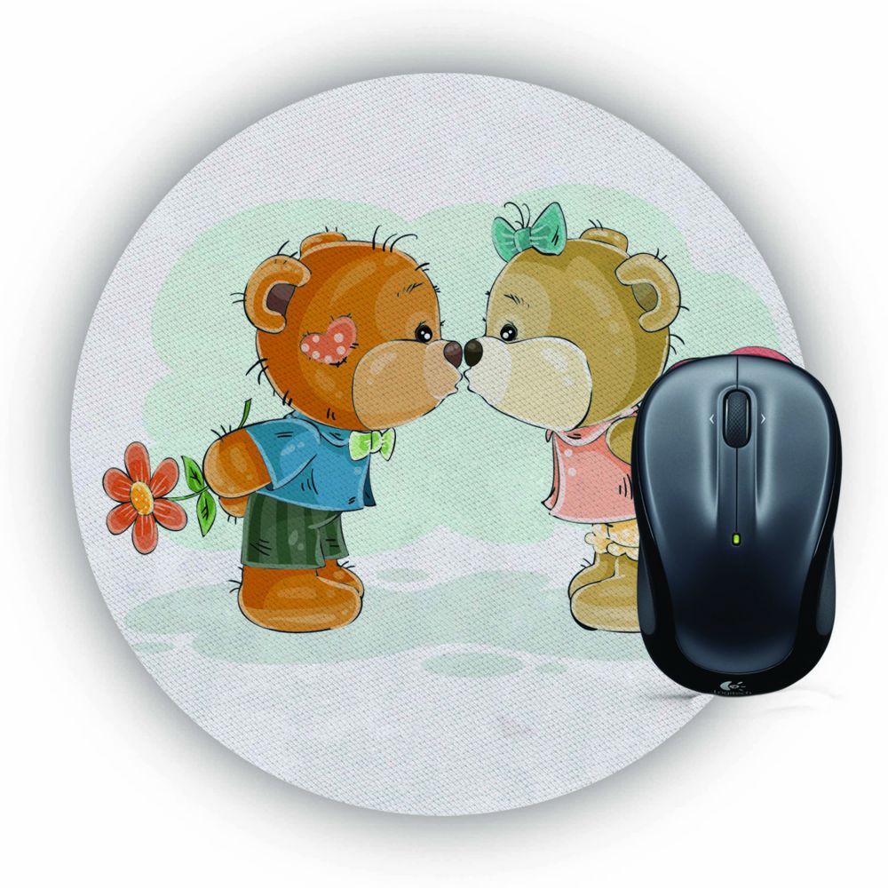 Cute Couple Mouse Pad (Round)
