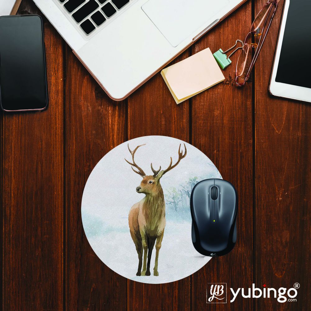 Cute Deer Mouse Pad (Round)