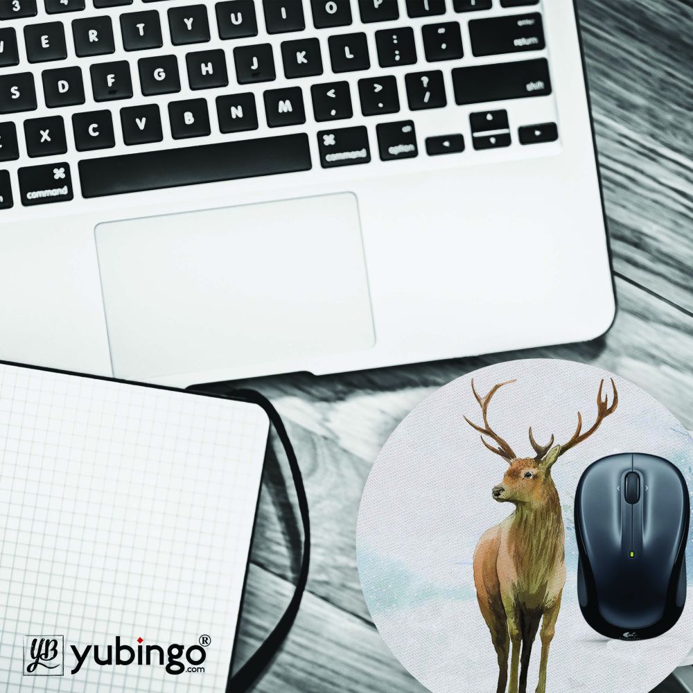 Cute Deer Mouse Pad (Round)-Image4