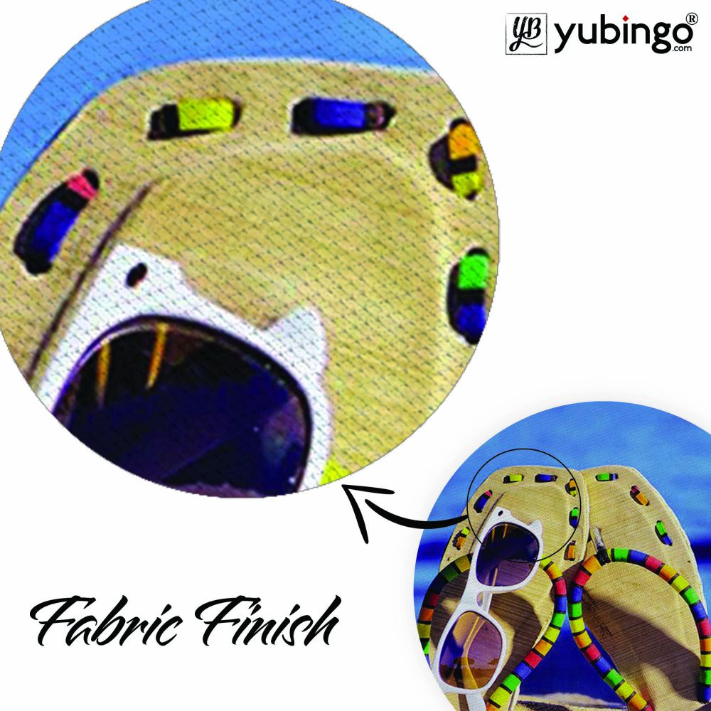 Cute Flip Flops On Beach Mouse Pad (Round)-Image3