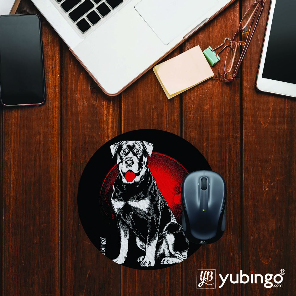 Dog and Moon Mouse Pad (Round)