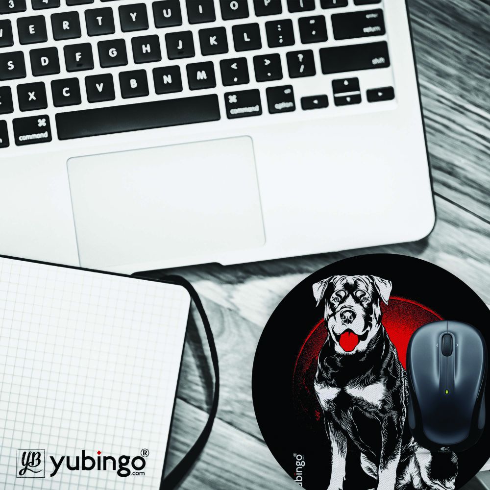Dog and Moon Mouse Pad (Round)-Image4