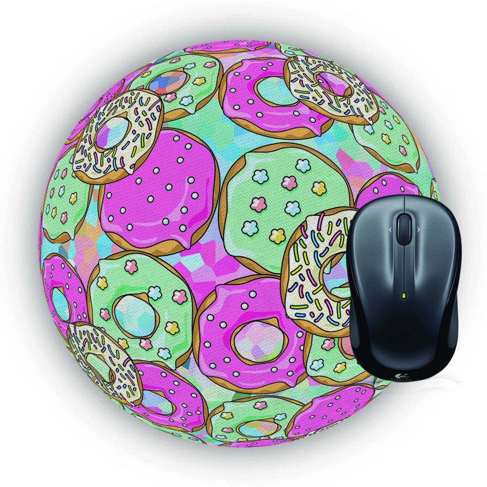 Doughnut Pattern Mouse Pad (Round)