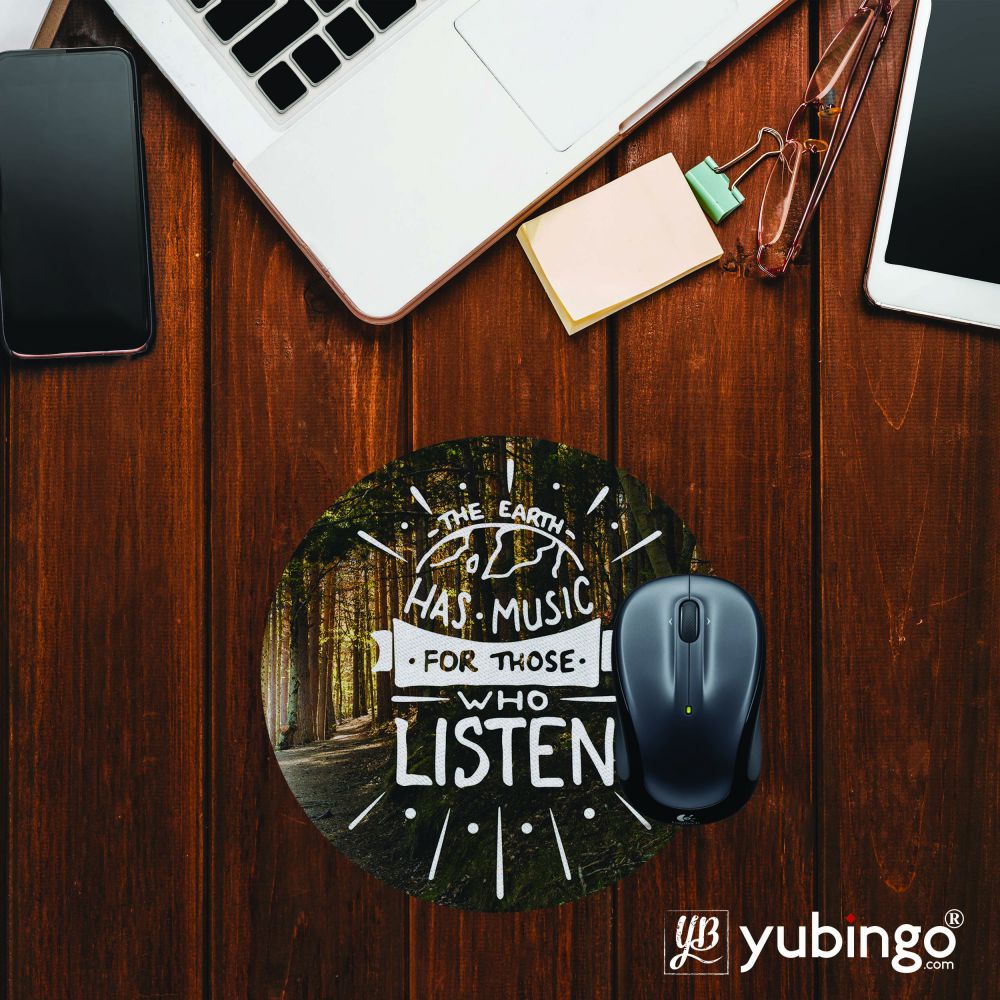 Earth has Music Mouse Pad (Round)