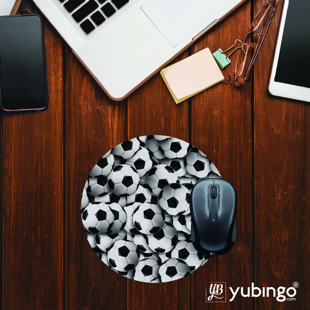 Footballs Mouse Pad (Round)-Image2
