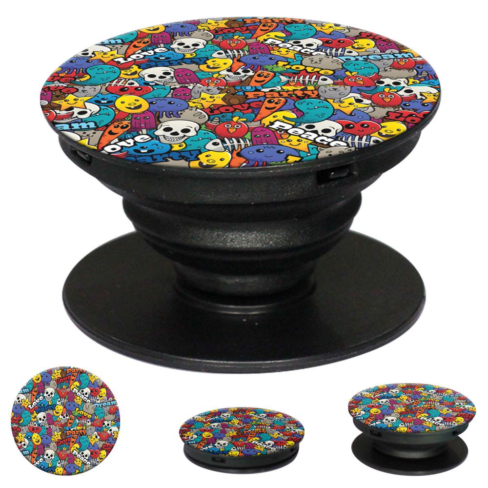 Funny Pattern Mobile Grip Stand (Black)