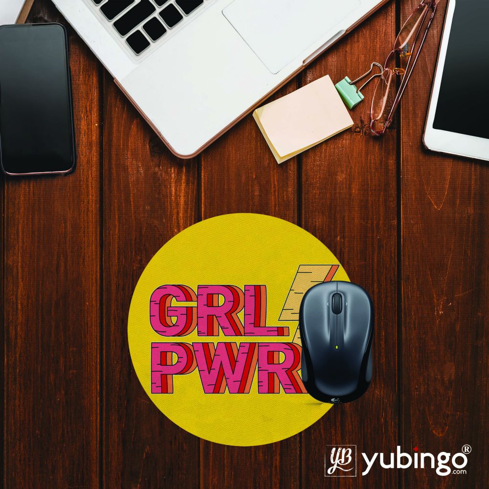 Girl Power Mouse Pad (Round)-Image2