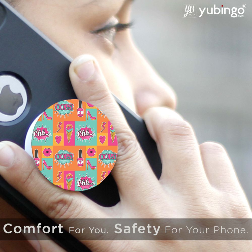 Girlie Lipstick Shoes Pattern Mobile Grip Stand (Black)-Image6