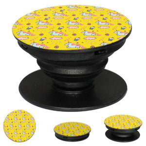 Girlie Yellow Pattern Mobile Grip Stand (Black)-Image2
