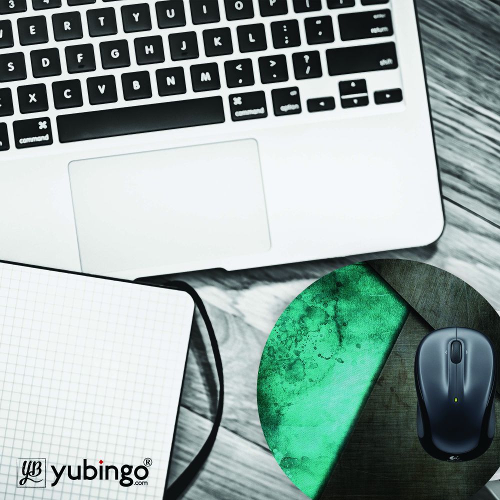 Grey and Green Mouse Pad (Round)-Image4
