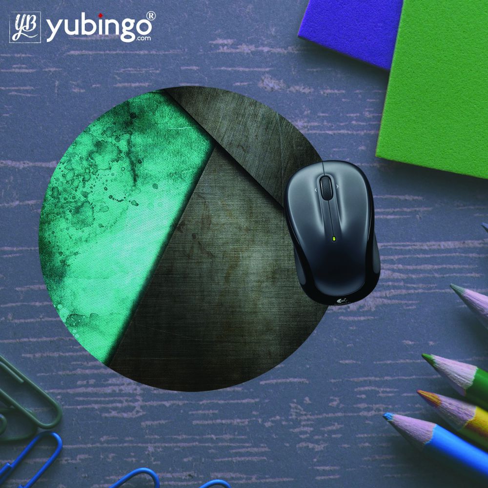 Grey and Green Mouse Pad (Round)-Image5