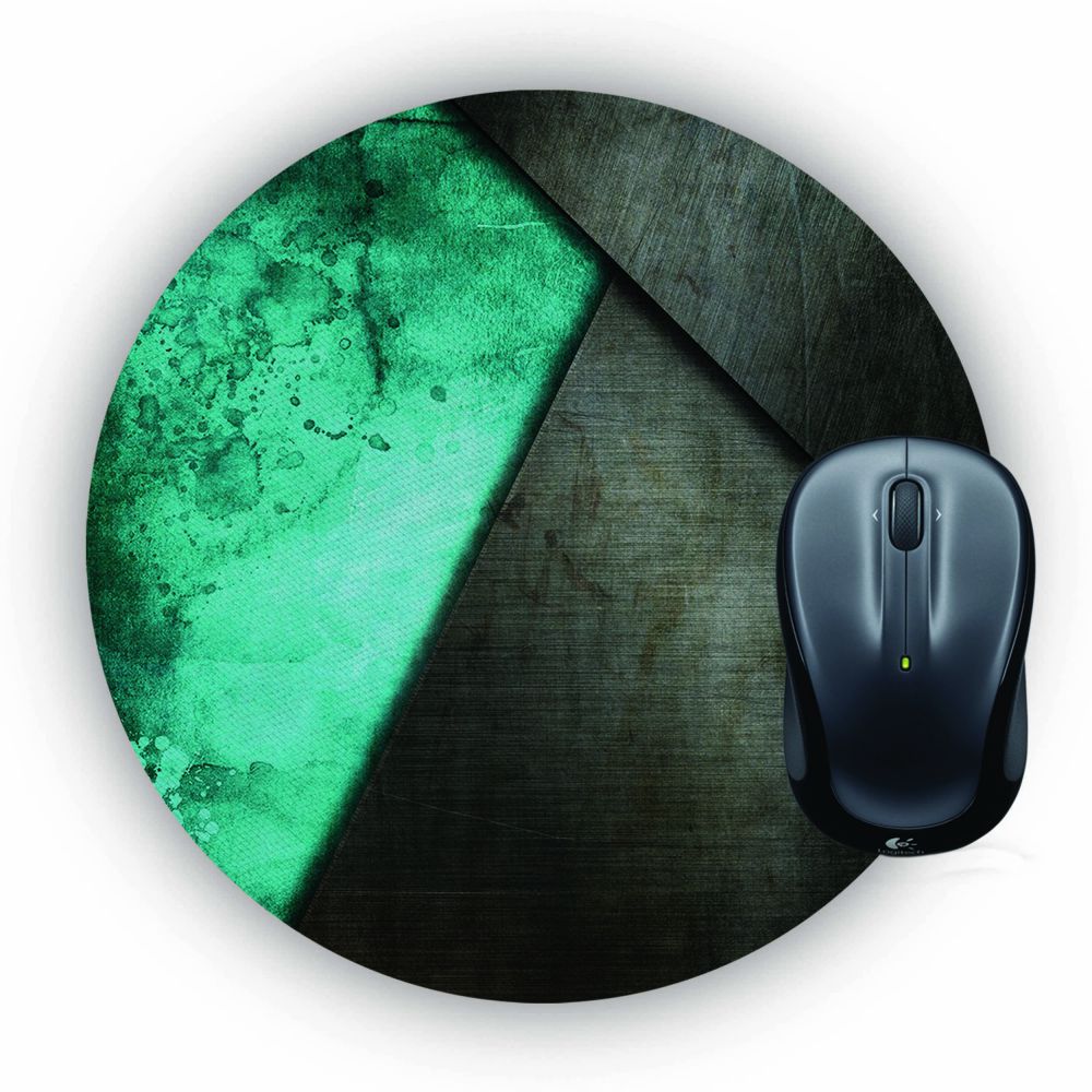 Grey and Green Mouse Pad (Round)