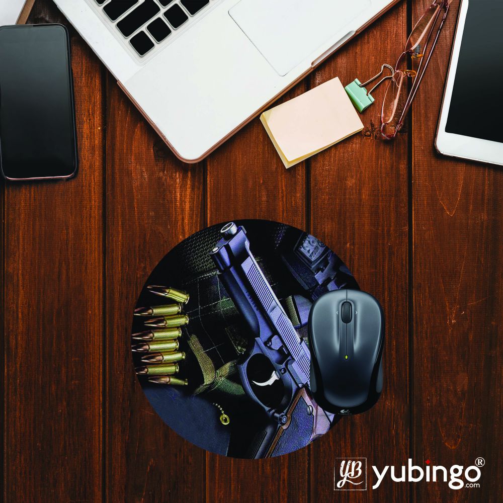 Guns And Bullets Mouse Pad (Round)-Image2