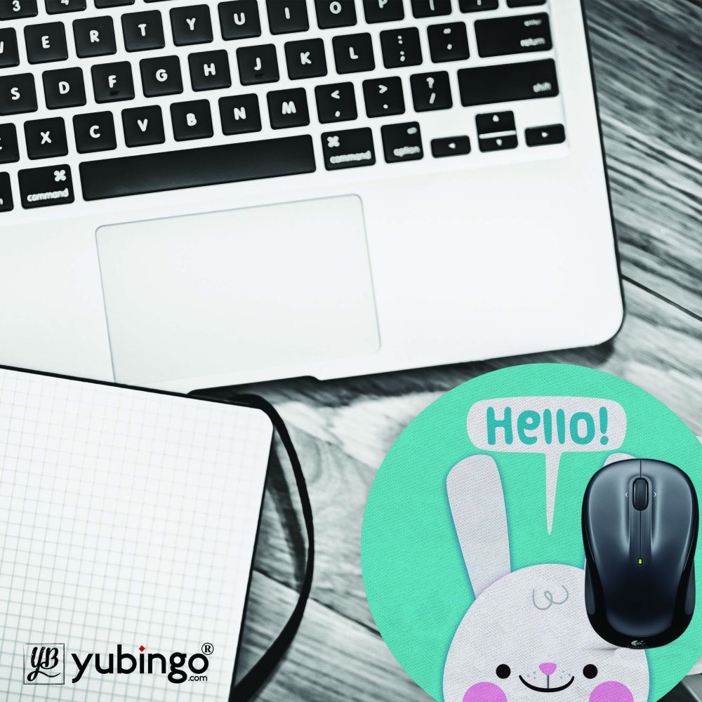 Hello Rabbit Mouse Pad (Round)-Image4