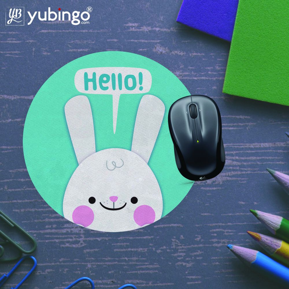 Hello Rabbit Mouse Pad (Round)-Image5