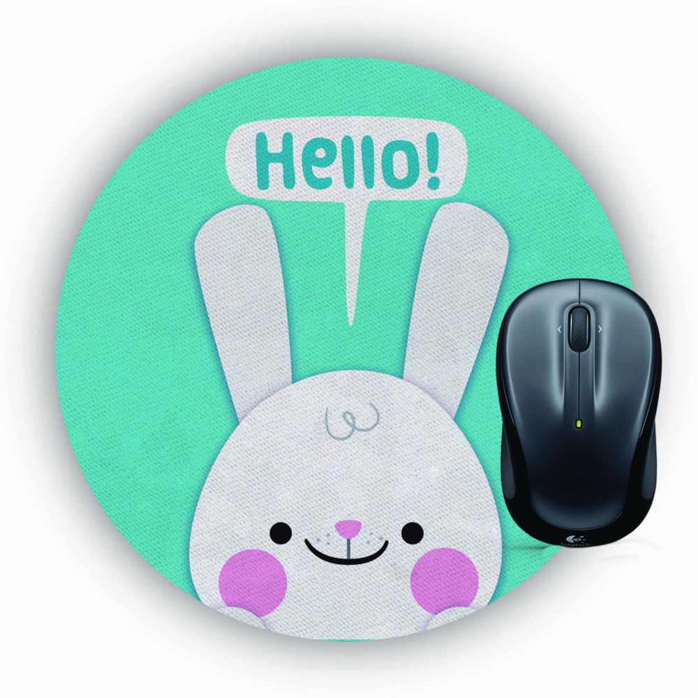 Hello Rabbit Mouse Pad (Round)
