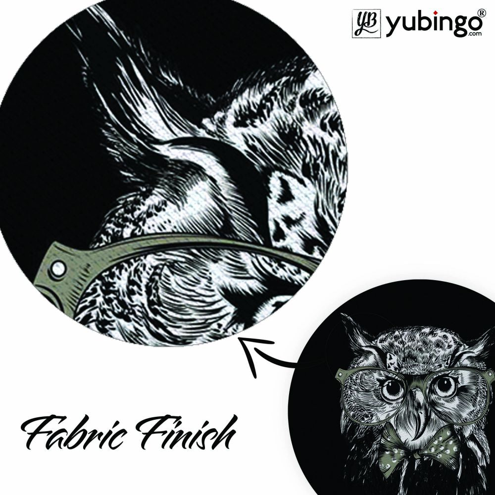 Hipster Owl Mouse Pad (Round)-Image3