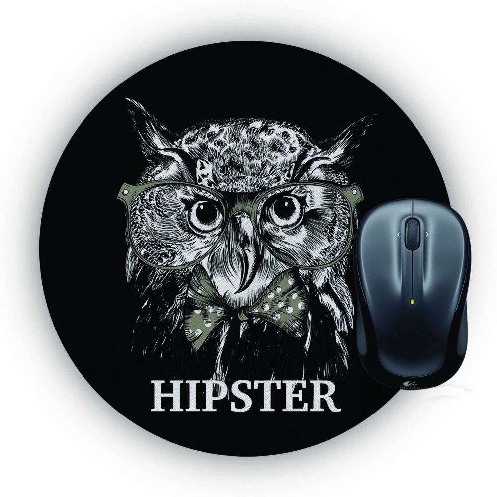 Hipster Owl Mouse Pad (Round)